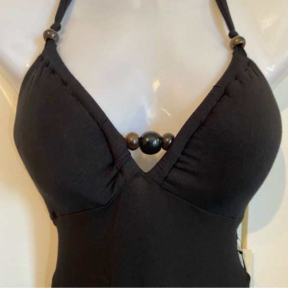 Guess Jeans Black Beaded Open Back Halter Maxi Dress NWT Size XS - Picture 5 of 16